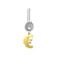 Silver key with golden euro sign shape keyring Royalty Free Stock Photo