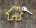 Silver key and house shape key ring Royalty Free Stock Photo