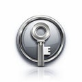 a silver key icon on a white background Royalty Free Stock Photo