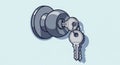 Silver Key Inserted Into Modern Metal Door Lock Knob Royalty Free Stock Photo