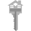 Silver House Shaped Key Illustration