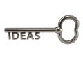 Silver key with word ideas Royalty Free Stock Photo