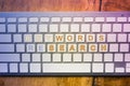 Silver keyboard with words Keywords research Royalty Free Stock Photo