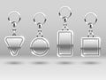 Silver keychains in different shapes for house door vector templates