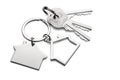 Silver keys with house keychain for home isolated on transparent white background Royalty Free Stock Photo