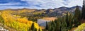 Silver Lake by Solitude and Brighton Ski resort in Big Cottonwood Canyon. Panoramic Views from the hiking and boardwalk trails of