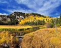 Silver Lake by Solitude and Brighton Ski resort in Big Cottonwood Canyon. Panoramic Views from the hiking and boardwalk trails of Royalty Free Stock Photo