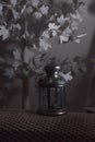 Silver Lantern with white light background