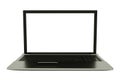 Silver laptop with blank computer screen. Front view Mock up. 3d illustration Royalty Free Stock Photo