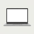Silver laptop with a blank screen viewed from the front against a light background. Royalty Free Stock Photo