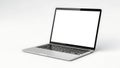Silver laptop with blank white screen angled on a light gray background computer technology Royalty Free Stock Photo