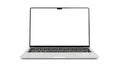 Silver laptop with blank white screen on a white background computer technology Royalty Free Stock Photo