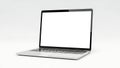 Silver laptop with blank white screen on a light gray background computer technology Royalty Free Stock Photo