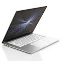Open Silver Laptop Computer with Keyboard and Screen Reflection on White Background notebook Royalty Free Stock Photo