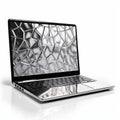 Silver Laptop With Cubist Deconstruction Style On Tempered Glass Screen