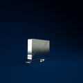 Silver Laptop icon isolated on blue background. Computer notebook with empty screen sign. Minimalism concept. 3d Royalty Free Stock Photo