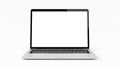 Silver laptop open with a blank white screen on a white background computer technology Royalty Free Stock Photo