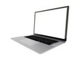 3D Silver laptop side view with white screen isolated on white background Royalty Free Stock Photo