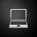 Silver Laptop update process with loading bar icon isolated on black background. System software update. Loading process