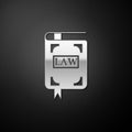 Silver Law book icon isolated on black background. Legal judge book. Judgment concept. Long shadow style. Vector