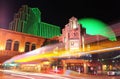 Silver Legacy resort and casino at night with moving lights from