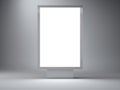 Silver lightbox in the empty studio. Front view