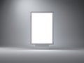 Silver lightbox in the empty studio. Gray wall