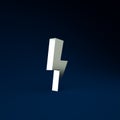 Silver Lightning bolt icon isolated on blue background. Flash sign. Charge flash icon. Thunder bolt. Lighting strike Royalty Free Stock Photo