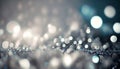 Silver lights background texture abstract Christmas. Beautiful bright winter sparkle white bokeh, 3d rendering of Royalty Free Stock Photo