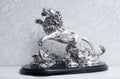 Silver lion statuette. A souvenir made of silver. A premium gift.