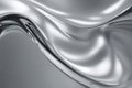 Silver liquid chrome background, shiny metal waves