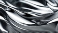 Silver liquid chrome background, shiny metal waves