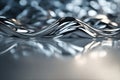 Silver liquid chrome background, shiny metal waves