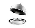 Silver loche and platter with open lid Royalty Free Stock Photo