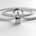 Silver lock with chain on a white background Royalty Free Stock Photo