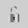 Silver lock key icon on a grey background. Vector