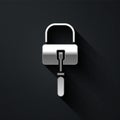 Silver Lockpicks or lock picks for lock picking icon isolated on black background. Long shadow style. Vector