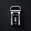 Silver London phone booth icon isolated on black background. Classic english booth phone in london. English telephone Royalty Free Stock Photo