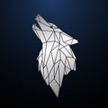 Silver Low Poly Wolf Head.
