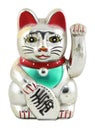 Silver Maneki Neko Japan Lucky Cat Royalty Free Stock Photo