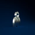 Silver Mantle, cloak, cape icon isolated on blue background. Magic cloak of mage, wizard and witch for halloween design