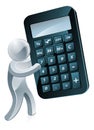 Silver mascot holding a calculator Royalty Free Stock Photo