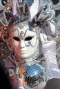 Silver mask with light twinkles at Carnival of Venice Royalty Free Stock Photo