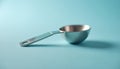 Silver measuring spoon on blue background Royalty Free Stock Photo