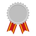 Silver Medal Award Flat Icon on White