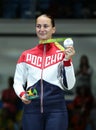 Silver medalist Sofya Velikaya of Russian Federation during medal ceremony Women`s Sabre Individual final at Rio 2016 Olympics