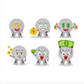 Silver medals ribbon cartoon character with cute emoticon bring money