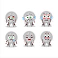 Silver medals ribbon cartoon character with sad expression