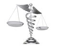 Silver Medical Caduceus Symbol as Scales. 3d Rendering