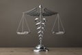 Silver Medical Caduceus Symbol as Scales. 3d Rendering